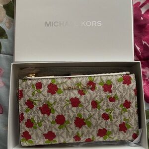 Michael Kors Floral Wristlet - Red and White